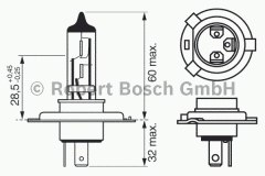 Лампа автомобильная Bosch 1987302041 H4 12V упаковка для сервиса для RENAULT MEGANE I (BA0/1_) 1.9 dCi (BA05, BA1F) 2001-2003, код двигателя F9Q 732,F9Q 733, V см3 1870, кВт 75, л.с. 102, Дизель, Bosch 1987302041